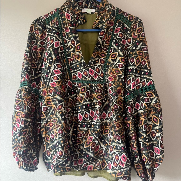 Jade Multicolor Geometric Blouse size small - Picture 2 of 7
